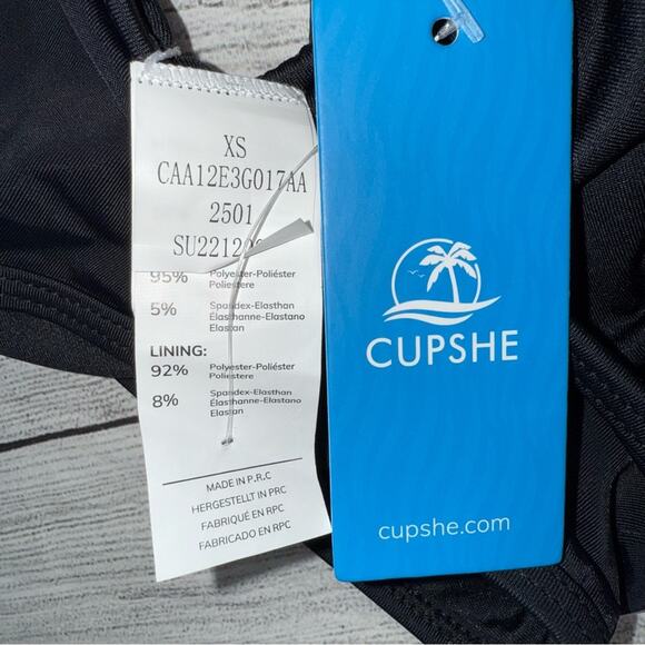 CUPSHE NWT Halter Backless One Piece Swimsuit Black Size XS - Picture 8 of 9